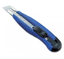 Нож канцелярский Kw-Trio 3713blue шир.лез.18мм усиленный 2 сменных лезвия металл синий блистер