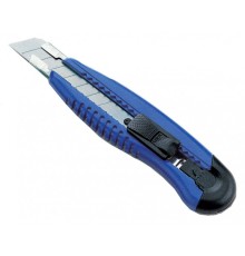 Нож канцелярский Kw-Trio 3713blue шир.лез.18мм усиленный 2 сменных лезвия металл синий блистер