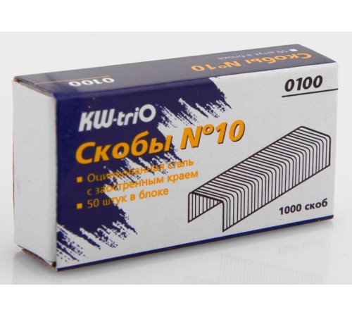 Скобы для степлера N10 Kw-Trio 0100 оцинкованные кор.карт. (упак.:1000шт.) Скобы для степлера N10 Kw-Trio 0100 оцинкованные кор.карт. (упак.:1000шт.)