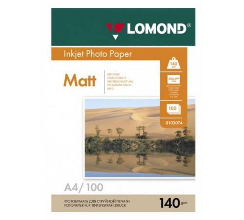 Фотобумага Lomond 0102074 A4/140г/м2/100л./белый матовое для струйной печати Фотобумага Lomond 0102074 A4/140г/м2/100л./белый матовое для струйной печати