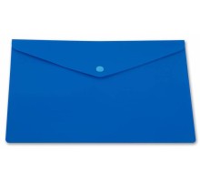 Конверт на кнопке Бюрократ -PK804A5NBLU A5 непрозрачный пластик 0.18мм синий