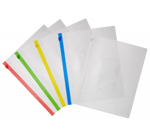 Папка на молнии ZIP Бюрократ -BPM5AWT A5 полипропилен 0.15мм карм.для визит. цвет молнии белый