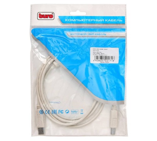 Кабель Buro USB2.0-AM/BM-1.8M-MG USB A(m) USB B(m) 1.8м феррит.кольца серый Кабель Buro USB2.0-AM/BM-1.8M-MG USB A(m) USB B(m) 1.8м феррит.кольца серый