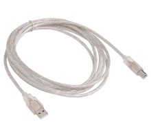 Кабель Buro USB2.0-AM/BM-3-TRANS USB A(m) USB B(m) 3м прозрачный
