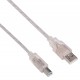 Кабель Buro USB2.0-AM/BM-3-TRANS USB A(m) USB B(m) 3м прозрачный
