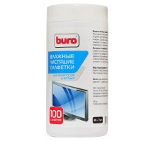 Салфетки Buro BU-Tscrl для экранов ЭЛТ мониторов/плазменных/ЖК телевизоров/мониторов с покрытием из стекла туба 100шт влажных