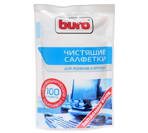 Салфетки Buro BU-Zscreen для экранов мониторов/плазменных/ЖК телевизоров/ноутбуков мягкая упаковка 100шт влажных