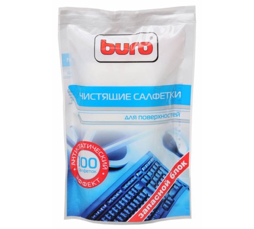 Салфетки Buro BU-Zsurface для поверхностей мягкая упаковка 100шт влажных