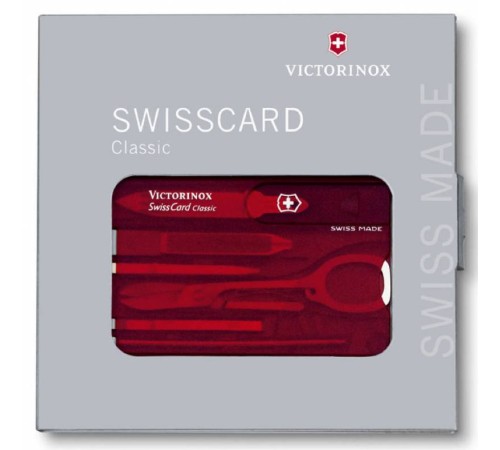 Швейцарская карта Victorinox SwissCard Classic (0.7100.T) красный полупрозрачный коробка подарочная Швейцарская карта Victorinox SwissCard Classic (0.7100.T) красный полупрозрачный коробка подарочная