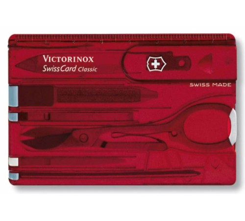 Швейцарская карта Victorinox SwissCard Classic (0.7100.T) красный полупрозрачный коробка подарочная Швейцарская карта Victorinox SwissCard Classic (0.7100.T) красный полупрозрачный коробка подарочная