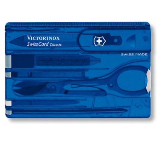 Швейцарская карта Victorinox SwissCard Classic (0.7122.T2) синий полупрозрачный коробка подарочная Швейцарская карта Victorinox SwissCard Classic (0.7122.T2) синий полупрозрачный коробка подарочная