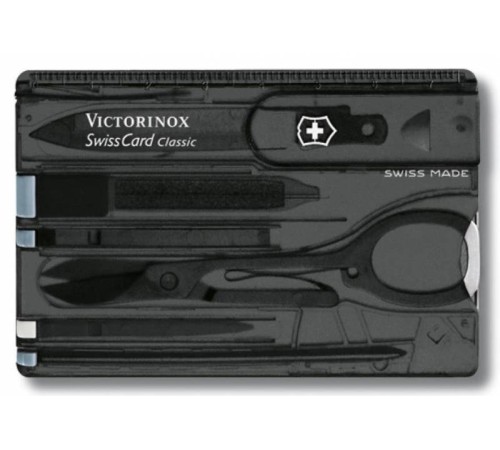 Швейцарская карта Victorinox SwissCard Classic (0.7133.T3) черный полупрозрачный коробка подарочная Швейцарская карта Victorinox SwissCard Classic (0.7133.T3) черный полупрозрачный коробка подарочная
