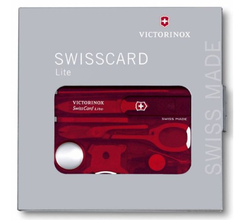 Швейцарская карта Victorinox SwissCard Lite (0.7300.T) красный полупрозрачный коробка подарочная Швейцарская карта Victorinox SwissCard Lite (0.7300.T) красный полупрозрачный коробка подарочная