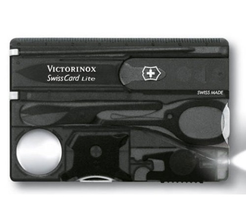 Швейцарская карта Victorinox SwissCard Lite (0.7333.T3) черный полупрозрачный коробка подарочная Швейцарская карта Victorinox SwissCard Lite (0.7333.T3) черный полупрозрачный коробка подарочная
