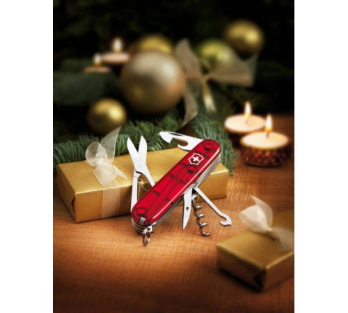 Нож перочинный Victorinox Climber (1.3703.T) 91мм 14функций красный полупрозрачный карт.коробка Нож перочинный Victorinox Climber (1.3703.T) 91мм 14функций красный полупрозрачный карт.коробка