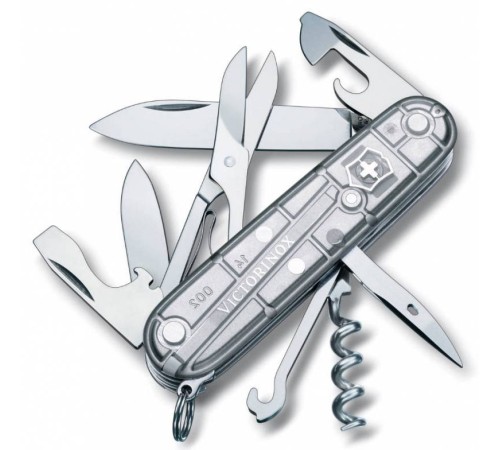 Нож перочинный Victorinox Climber (1.3703.T7) 91мм 14функций серебристый полупрозрачный карт.коробка Нож перочинный Victorinox Climber (1.3703.T7) 91мм 14функций серебристый полупрозрачный карт.коробка