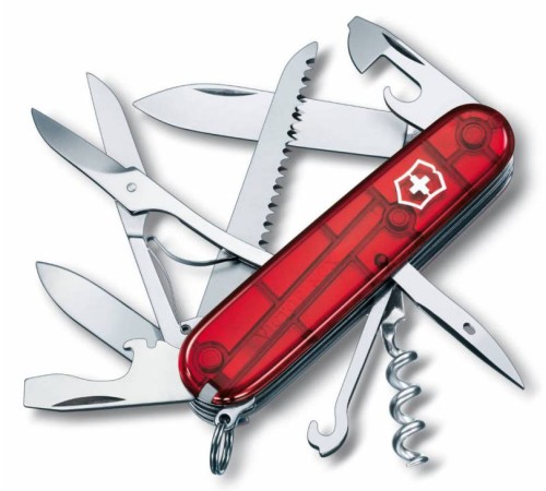 Нож перочинный Victorinox Huntsman (1.3713.T) 91мм 15функций красный полупрозрачный карт.коробка Нож перочинный Victorinox Huntsman (1.3713.T) 91мм 15функций красный полупрозрачный карт.коробка
