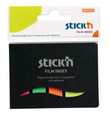 Закладки самокл. индексы пластиковые Stick`n 21077 4цв.в упак. 25лист в обложке 25x45мм+12x45мм европодвес