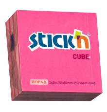 Блок самоклеящийся бумажный Stick`n 21338 51x51мм 250лист. 70г/м2 неон+пастель розовый 2цв.в упак.