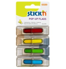 Закладки самокл. индексы пластиковые Stick`n 26018 12x45мм 4цв.в упак. 30лист Z-сложение стрелки печатные блистер