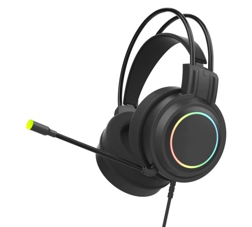 Perfeo игровая гарнитура RGF EARTH черная 1,8 м, разъем 3,5 мм (4 pin) и USB (LED), переходник