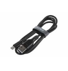 PERFEO Кабель USB A вилка - C вилка, 2.4A, черный, силикон, длина 1 м., ELASTIC (U4718)