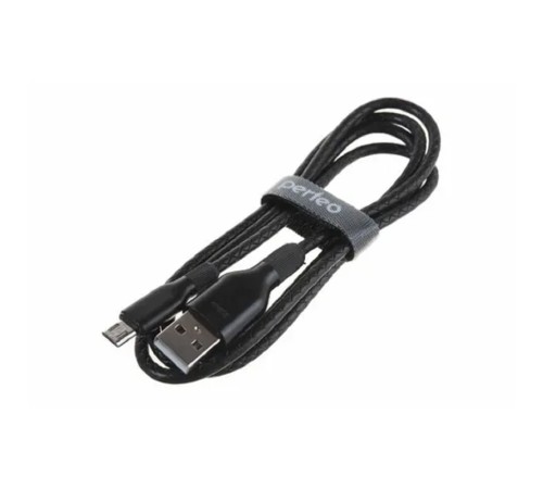 PERFEO Кабель USB A вилка - C вилка, 2.4A, черный, силикон, длина 1 м., ELASTIC (U4718)