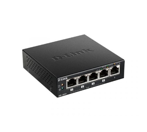D-Link DGS-1005P/B3A Неуправляемый коммутатор с 5 портами 10/100/1000Base-T (4 порта PoE 802.3af/at, PoE-бюджет 60 Вт)