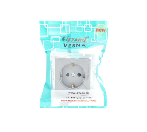 Розетка 1-м СП Vesna с заземл. ПБТ механизм платина LEZARD 742-3588-122B