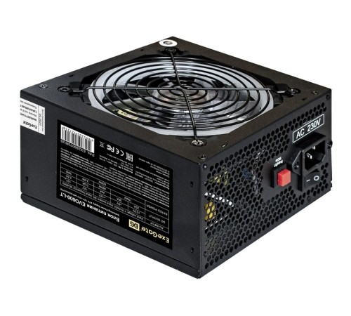 Блок питания 600W ExeGate EVO600-LT (ATX, APFC, 12cm RGB fan, 24pin, (4+4)pin, PCI-E, 5xSATA, 3xIDE, FDD, black)