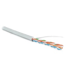 Кабель Hyperline UUTP4R-C5E-S24-IN-LSZH-GY-100 (100м) Кабель витая пара, неэкранированный U/UTP, категория 5е, 4 пары 24 AWG, 4х2х0,51 мм, однопроволочные жилы, LSZH, нг(А)-HF, внутренний -40°C – +75°C, серый, системная гарантия 25 лет