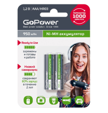 Аккумулятор предзаряженный RTU GoPower HR03 AAA BL2 NI-MH 950mAh (2/20/320) блистер (2 шт.) Аккумулятор предзаряженный RTU GoPower HR03 AAA (00-00018321)