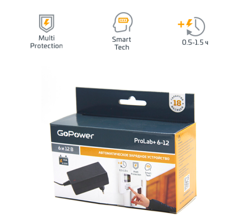 З/У для свинцово-кислотных аккумуляторов 6 и 12V GoPower ProLab+ 6-12 1.5A (1/72) GoPower ProLab+ 6-12 00-00015356 З/У для свинцово-кислотных аккумуляторов 6 и 12V GoPower ProLab+ 6-12 1.5A (1/72) GoPower ProLab+ 6-12 00-00015356