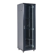 Rexant (04-2266-212) Напольный шкаф 19" 22U 600х600х1164 (ШхГхВ), дверь стекло, металлическая задняя дверь, боковые съемные стенки, RAL 9005