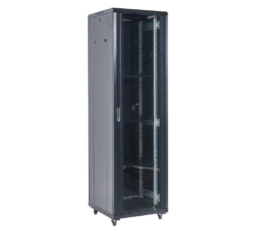 Rexant (04-2266-212) Напольный шкаф 19" 22U 600х600х1164 (ШхГхВ), дверь стекло, металлическая задняя дверь, боковые съемные стенки, RAL 9005