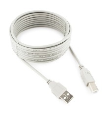 Cablexpert Кабель USB2.0 AM/BM, медь, Pro, 4.5м, серый, пакет (CC-USB2-AMBM-15-N)