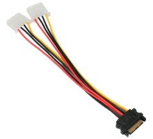 Cablexpert Кабель-разветвитель питания SATA Sata 15pin(M) / 2xMolex 4pin(F), медь, 20см, пакет (CC-SATA-2MOLEX-20CM)