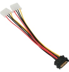 Cablexpert Кабель-разветвитель питания SATA Sata 15pin(M) / 2xMolex 4pin(F), медь, 20см, пакет (CC-SATA-2MOLEX-20CM)