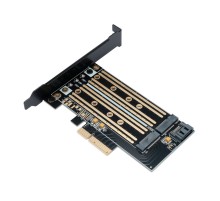 Gembird Адаптер для двух SSD M.2 (NVMe+SATA) в разъем PCI-e, коробка (MF-PCIE-NVME-SATA)