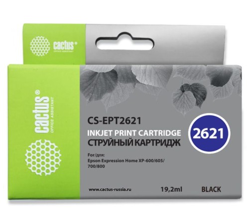 Картридж струйный Cactus CS-EPT2621 черный (19.2мл) для Epson Expression Home XP-600/605/700/800