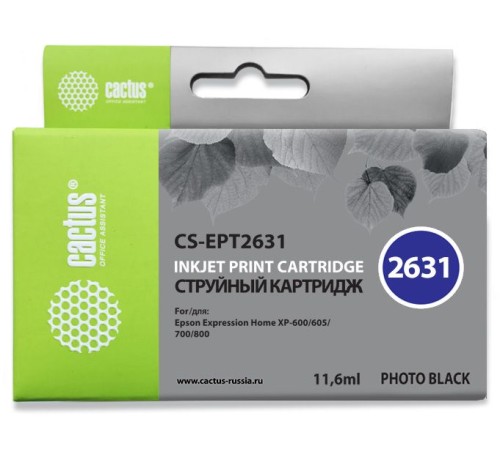Картридж струйный Cactus CS-EPT2631 фото черный (11.6мл) для Epson Expression Home XP-600/605/700/800