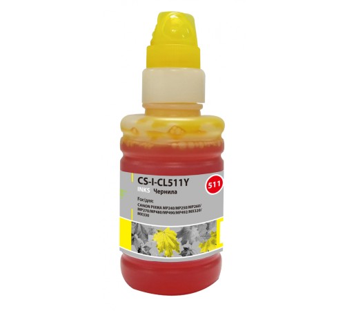 Чернила Cactus CS-I-CL511Y желтый 100мл для Canon Pixma MP240/MP250/MP260/MP270/MP480