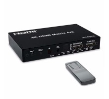 ORIENT HS0402H-2.0, HDMI матричный переключатель 4->2 с аудиовыходами, UHD 4K/60Гц (3840x2160), HDR, HDMI 2.0, HDCP 2.2, EDID управление, аудиовыходы: аналоговый jack 3.5 mm/ цифровой SPDIF, (33329)