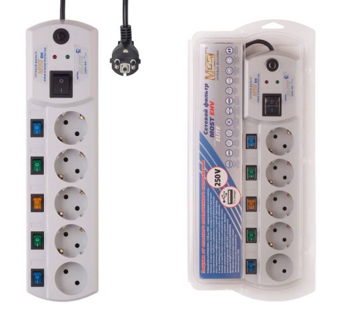 Сетевой фильтр Most EHV 5м (5 розеток) белый (коробка)
