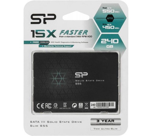 Накопитель SSD Silicon Power SATA III 240Gb SP240GBSS3S55S25 Slim S55 2.5" Накопитель SSD Silicon Power SATA III 240Gb SP240GBSS3S55S25 Slim S55 2.5"