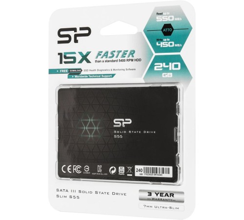 Накопитель SSD Silicon Power SATA III 240Gb SP240GBSS3S55S25 Slim S55 2.5" Накопитель SSD Silicon Power SATA III 240Gb SP240GBSS3S55S25 Slim S55 2.5"