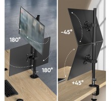ONKRON кронштейн для двух мониторов 13"-34" настольный, чёрный D208E
