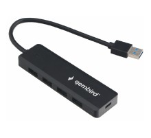 Gembird Разветвитель USB3.1 4xUSB, с доп.питанием (порт Type-C), кабель USB 19см, черный, коробка (UHB-C414)