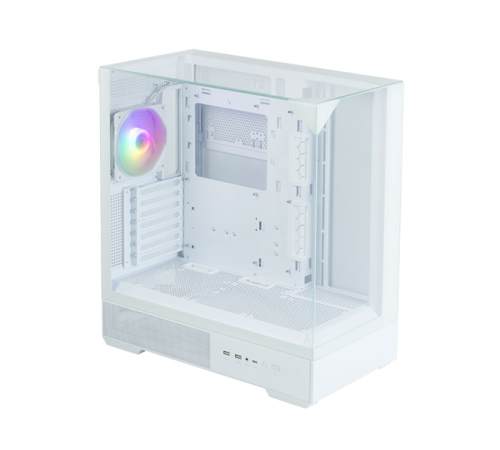 Корпус ZALMAN P40 Prism, ATX, WHITE, WINDOW, 2x3.5", 3x2.5", 1xUSB TYPE-C, 2xUSB3.0, REAR 1x120mm ARGB