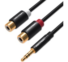 Переходник-разветвитель Vention гибкий Jack 3.5 mm M/2RCA F - 0.3 м Чёрный Разветвитель Vention mini jack 3.5 mm(m)/RCA(f) - 0.3 м (VAB-R02-B030)
